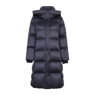 婉甸2025年冬季新品黑色长款连帽百搭时尚羽绒服女1244D37SX5