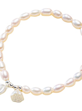 两世欢999纯银淡水珍珠女轻奢小众精致手串莲蓬手镯闺蜜饰品礼物