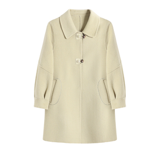 2025年秋冬季高端澳毛双面呢羊绒大衣女中长款100纯羊毛呢子外套