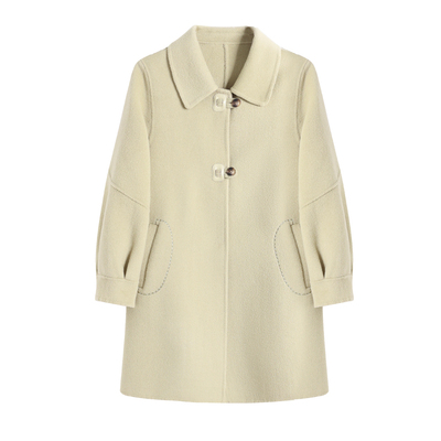 生财羊羊毛双面呢中长款简约毛呢