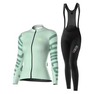 兰帕达薄长袖春秋薄骑行服女专业背带长裤公路自行车透气套装锦绣