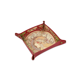 穆夏繁花文创首饰收纳盒皮革桌面置物盘收纳托盘乔迁新年生日礼物