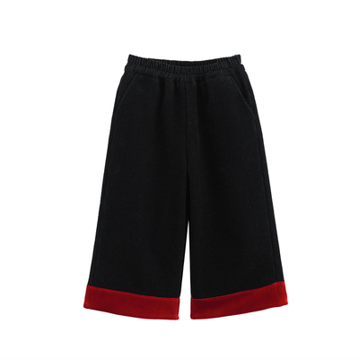 男童黑色灯芯绒休闲直筒裤