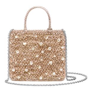 许妍同款anteprima单肩斜挎包CUORI系列链条心形珍珠斜挎手提包