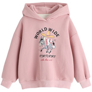 沫沫家童装冬装上新女童洋气2026秋冬季新款儿童休闲连帽加绒卫衣