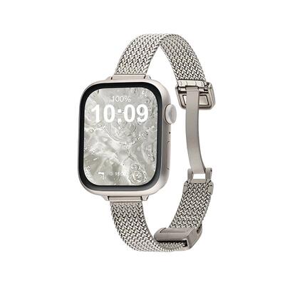 适用AppleWatchs12麦穗表带金属