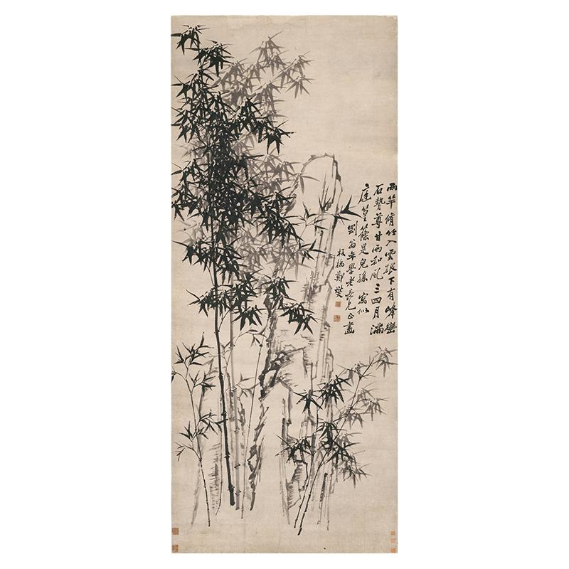 清郑板桥竹石图微喷复制画稿