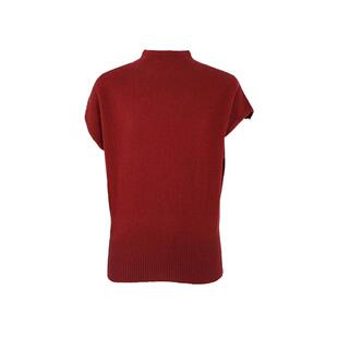 Basic House/百家好红色羊毛无袖针织衫女2026夏季新款半高领毛衣