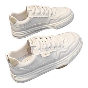 真皮厚底小白鞋女春季2026新款百搭透气春秋板鞋学生运动休闲单鞋