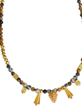 《林深不知处》原创秋冬美拉德天然虎眼石串珠流苏项链手链锁骨链