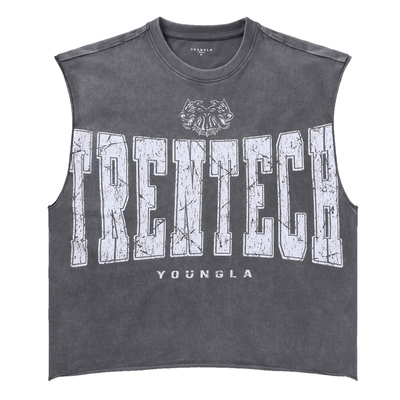 美式潮流全棉宽松休闲背心夏季灰