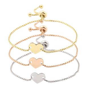 瑞铂朗 可调节手链钛钢长条爱心DIY可刻字胶珠手链 bolo bracelet