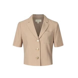 PRICH航海系穿搭简约小众复古西装夏季款减龄圆领短款西服套装女