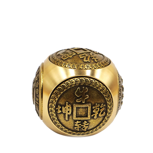 黄铜六面转转手握球纯铜健身球手球手心球老年人保健球解压手玩把