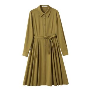 DTLANDO商场款新款女装气质简约通勤长款长袖收腰显瘦连衣裙