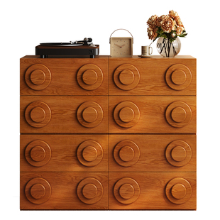 法莎蒂中古风模块组合柜实木多功能斗柜家用收纳落地柜客厅卡门柜