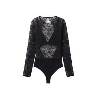 Intimissimi意舒漫花卉蕾丝长袖打底性感纯欲露背连体衣BOD2588