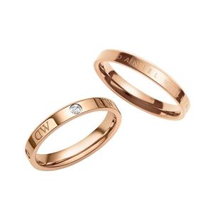 情人节礼物DW情侣对戒 CLASSIC星辰锆石素圈戒指女玫瑰金色婚戒