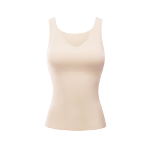 素肌良品【小云绒】德绒保暖背心女款带胸垫一体秋冬吊带内衣加绒