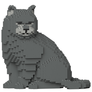 JEKCA积卡加菲猫缅因猫英短美短银渐层金渐层短毛猫中国积木摆件