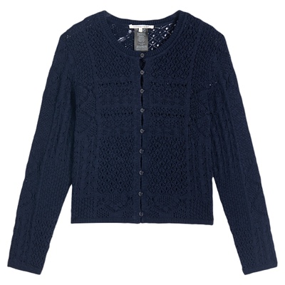 bash春季法式镂空长袖上衣针织衫短款修身气质女开衫上衣1H25SIDA