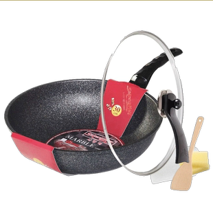 【自营】韩国麦饭石不粘锅炒锅家用正品进口原装麦石锅炒菜锅燃气