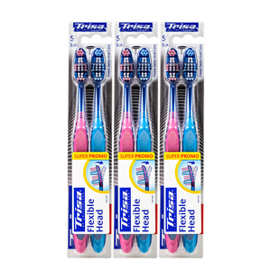 6支装~瑞士进口Trisa灵动牙刷成人中软毛家庭装圆润亲柔呵护牙龈