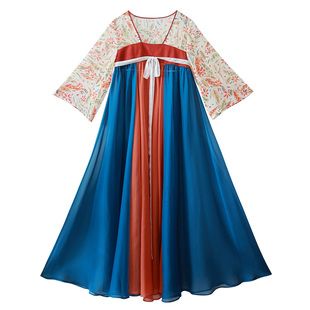 7折【洛神赋】汉服女国风改良日常汉元素襦裙春夏季印花雪纺长裙