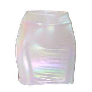 外穿半身裙包臀紧身性感没内衬微透超短裙夏季新款裙子幻彩珍珠白