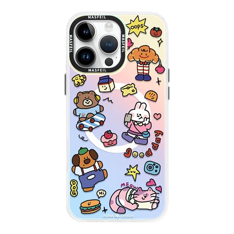 可颂童话适用iPhone17Promax手机壳14磁吸支架苹果16保护套好看超薄女plus全包创意可爱15网红13Pro新款高级