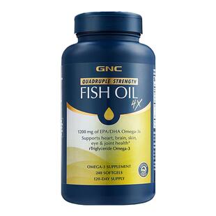 GNC健安喜4倍高纯度rTG型深海鱼油胶囊epa成人DHA中老年omega3