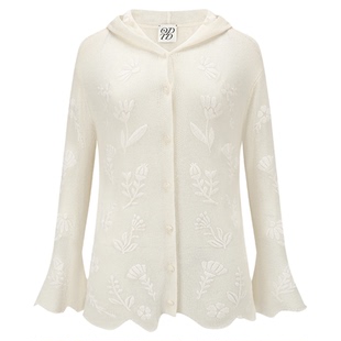 【设计师女装】ODTD26春夏新款羊毛花朵刺绣针织开衫女繁花意趣风