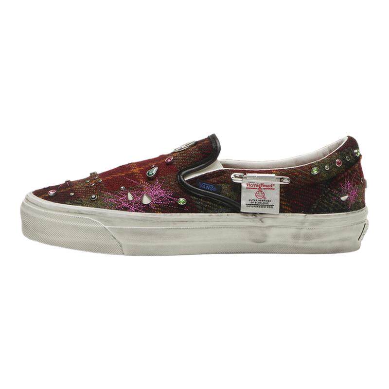 Harris Tweed×Vans 联名复古哈里斯粗花呢朋克铆钉休闲板鞋