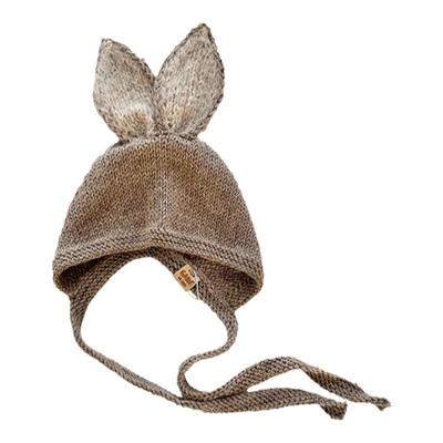 Gang手工羊毛保暖兔耳朵针织帽