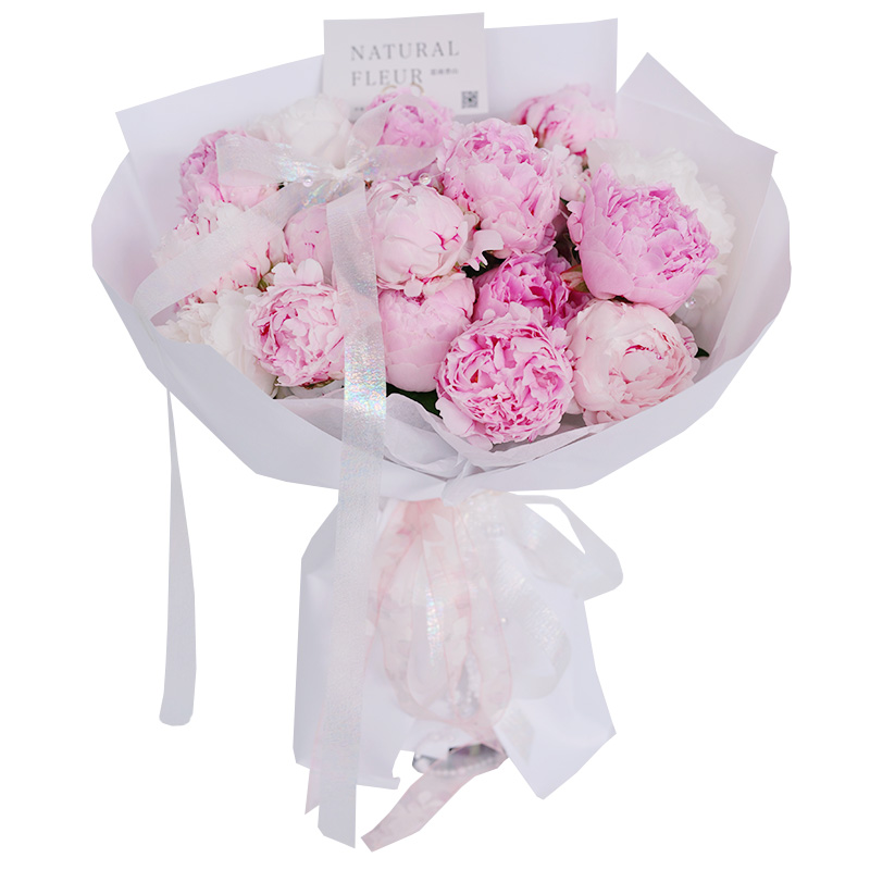粉芍药玫瑰鲜花花束同城送女朋友生日上海花店速递小时达思南香山