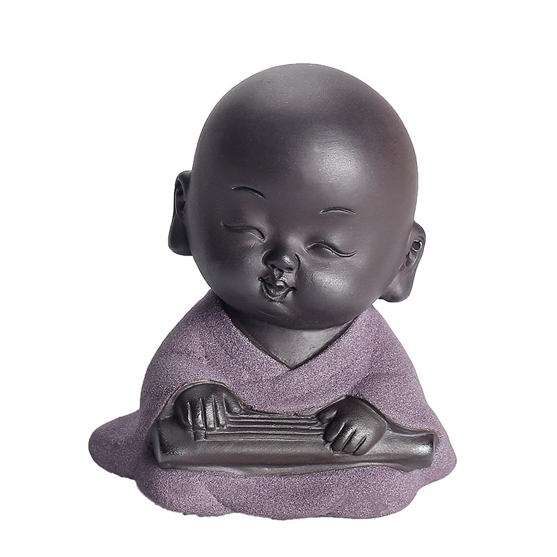 紫砂小和尚古风摆件个性创意可爱琴棋书画紫盆景造景多肉花盆装饰