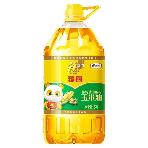 福临门非转基因压榨玉米油5L*1桶 臻厨健康压榨纯香食用油