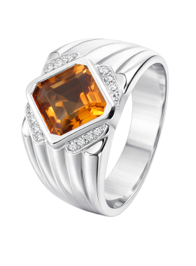 男士轻奢暴力黄水晶方形男士戒指