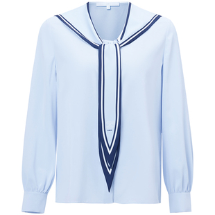 OBEG欧碧倩复古航海风海军领衬衫女春季设计感上衣50481542