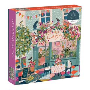 正版Galison拼图春季茶会下午茶小黑猫咪500片成人版女生节日礼物