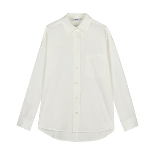 LESS春季纯色棉质休闲宽松经典简约舒适白色衬衫女2O1214050
