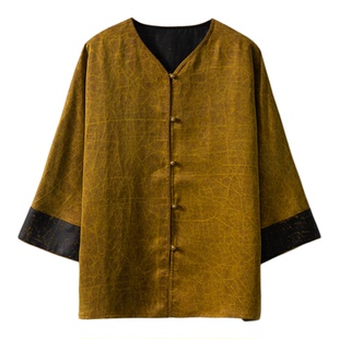 一丝牵 双面穿金龟缎老料100%桑蚕丝香云纱龟裂纹上衣真丝外套春