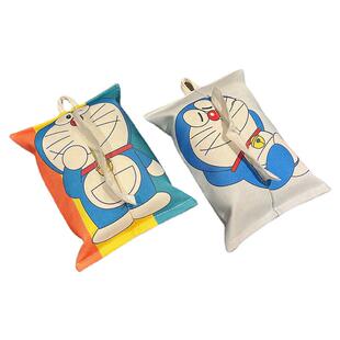 挂绳高颜值纸巾盒机器猫式创意卡通抽纸盒客厅餐厅桌面布艺纸巾袋