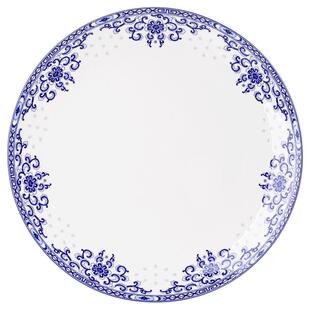 4个釉下彩青花骨瓷月光盘菜盘浅盘凉菜碟陶瓷盘子酒店西餐牛排盘