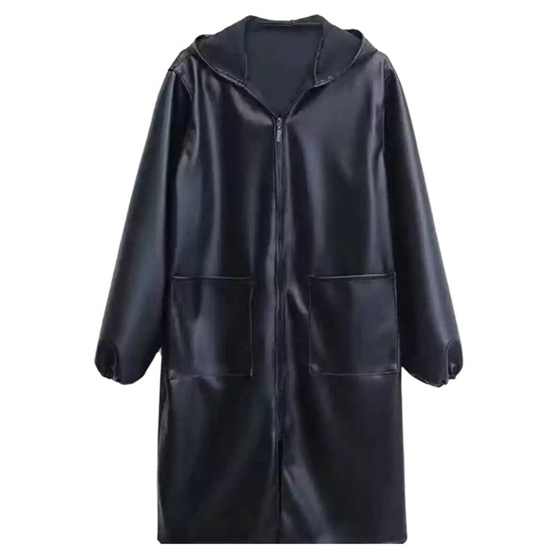 PU皮革新款罩衣大人防水防油冬季家用厨房加绒工作服围裙时尚保暖