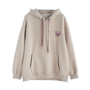 连帽卫衣女秋冬2025新款爆款宽松大码加绒加厚初中生百搭刺绣外套