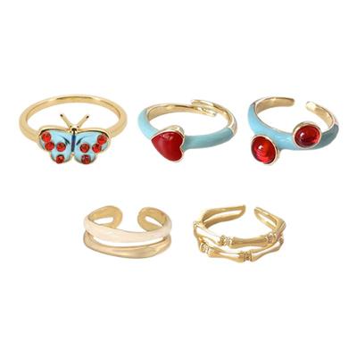 小众设计彩色珐琅戒指开口可调节