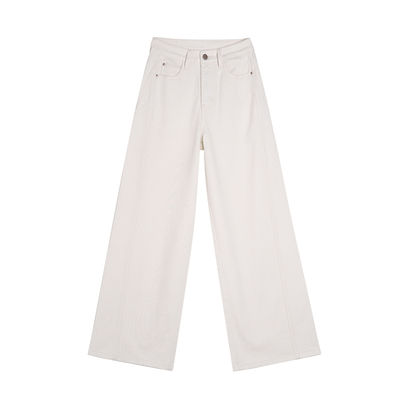 复古浅蓝色显瘦阔腿牛仔裤女