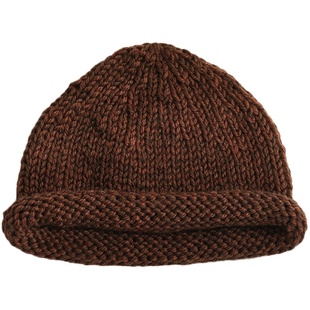 印计谷羽设计师自留纯羊毛保暖毛线帽女秋冬天百搭时尚针织包头帽