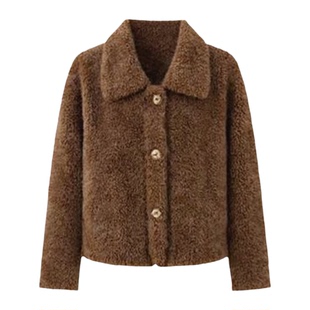 杨小妖拉贡定制皮草馆外套女海宁颗粒羊剪绒皮毛一体野兽小姐大衣